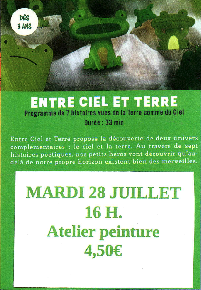 Entre Ciel et Terre – 1, 2, 3…Ciné ! En Vacances